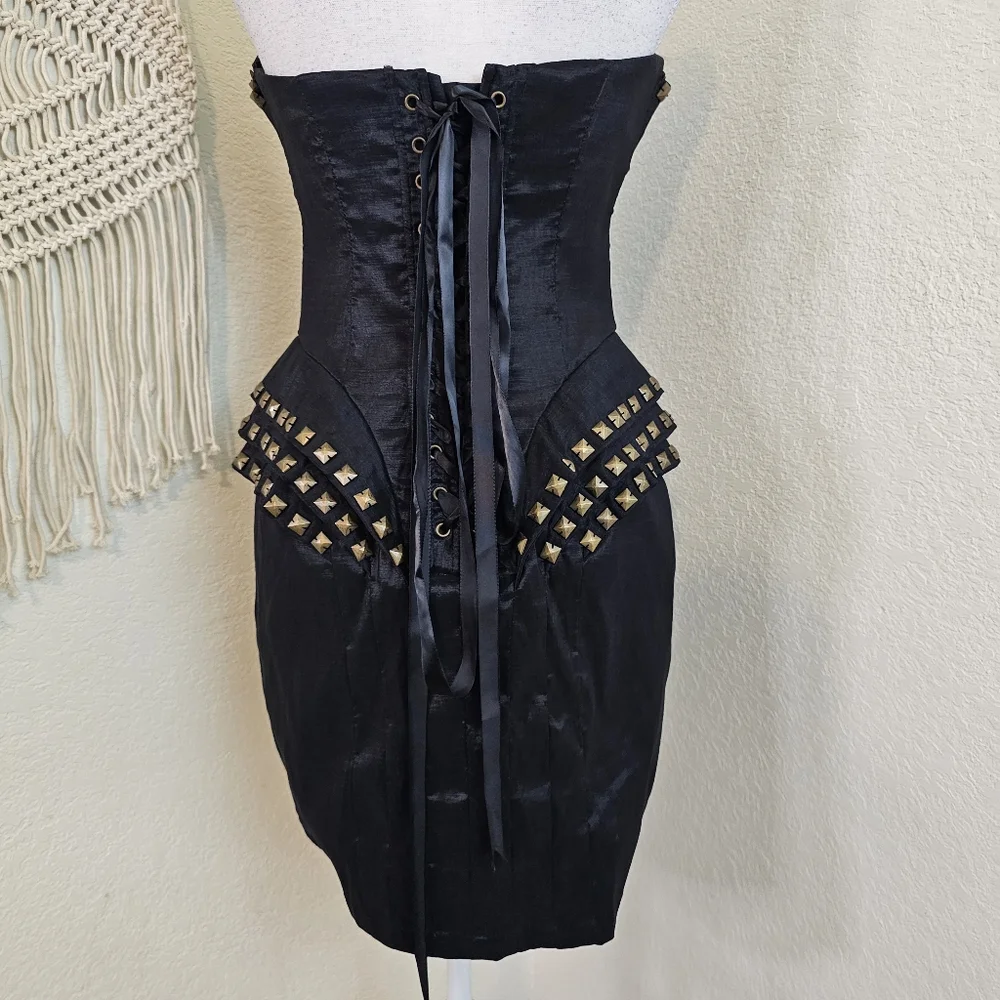 PasCucci Black Corset Dress! Size Large. - Picture 4 of 13